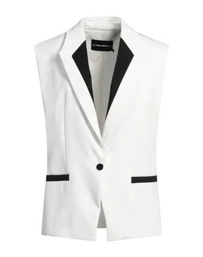 KARL LAGERFELD KARL LAGERFELD WOMAN BLAZER WHITE SIZE 6 POLYESTER, VISCOSE