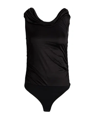 Karl Lagerfeld Woman Bodysuit Black Size Xl Acetate