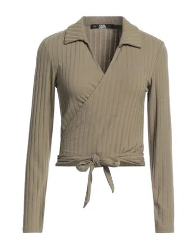 Karl Lagerfeld Woman Cardigan Military Green Size L Polyester, Viscose, Elastane