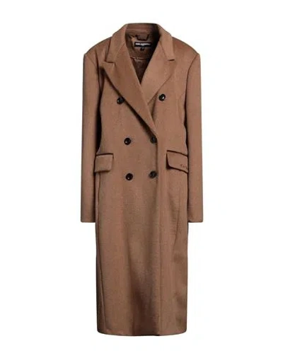 Karl Lagerfeld Woman Coat Camel Size Xxl Wool, Polyester In Brown