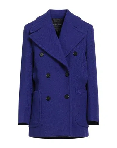 Karl Lagerfeld Woman Coat Purple Size 4 Wool, Acrylic In Blue