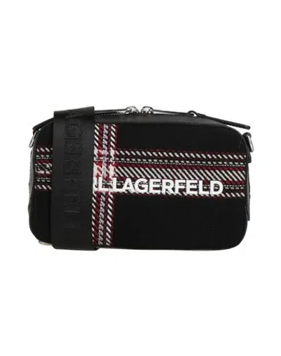 Karl Lagerfeld Woman Cross-body Bag Black Size - Bovine Leather, Cotton, Wool, Polyamide