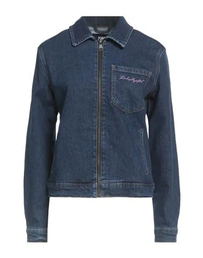 Karl Lagerfeld Woman Denim Outerwear Blue Size L Cotton, Recycled Cotton, Elastane