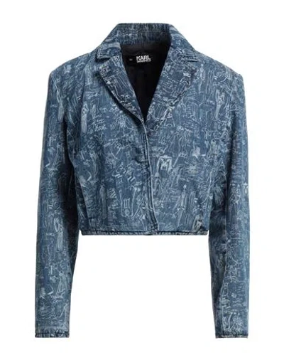 Karl Lagerfeld Woman Denim Outerwear Blue Size S Cotton