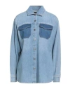Karl Lagerfeld Woman Denim Shirt Blue Size S Cotton, Polyester