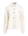 Karl Lagerfeld Woman Denim Shirt Ivory Size S Cotton, Elastane