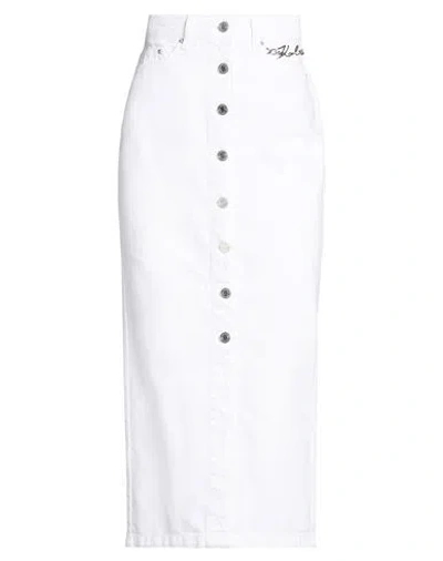 Karl Lagerfeld Woman Denim Skirt White Size L Cotton, Lyocell