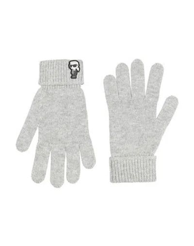 Karl Lagerfeld Woman Gloves Light Grey Size M Polyamide, Viscose, Wool, Cashmere In Orange