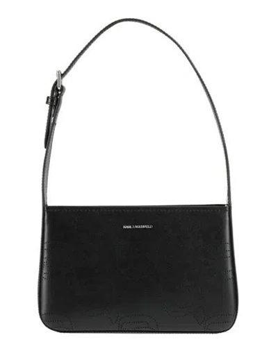 Karl Lagerfeld Ikonik Perforated Leather Shoulder Bag In Black
