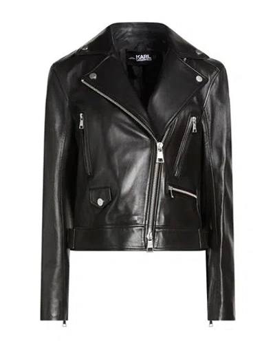 Karl Lagerfeld Woman Jacket Black Size 12 Lambskin