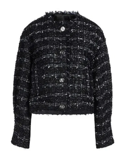 KARL LAGERFELD KARL LAGERFELD WOMAN JACKET MIDNIGHT BLUE SIZE 10 POLYESTER, NYLON, WOOL, ACRYLIC