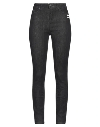 Karl Lagerfeld Woman Jeans Black Size 26 Cotton, Polyester, Elastane In Gray