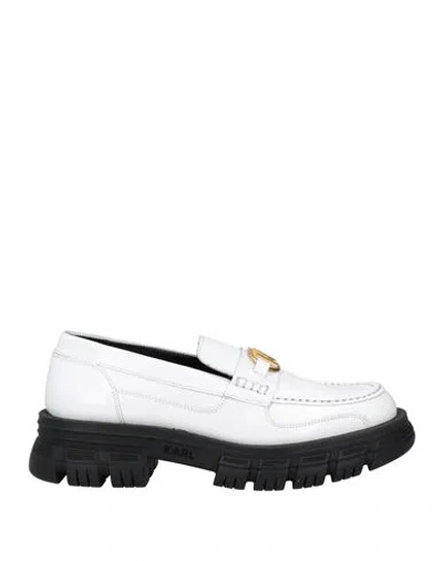 Karl Lagerfeld Woman Loafers White Size 7 Soft Leather