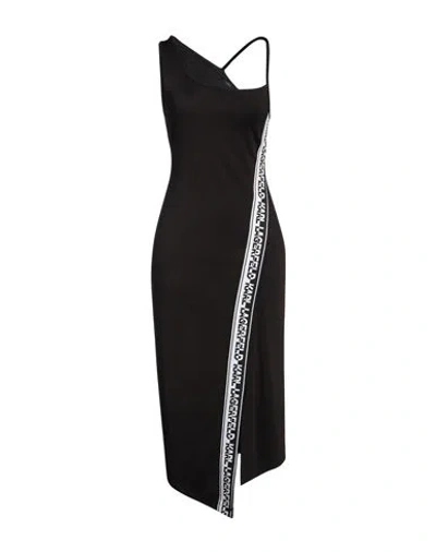Karl Lagerfeld Logo-tape Midi Dress In Black