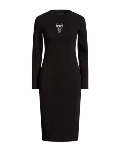 Karl Lagerfeld Woman Midi Dress Black Size M Cotton