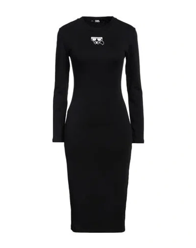 Karl Lagerfeld Woman Midi Dress Black Size M Cotton