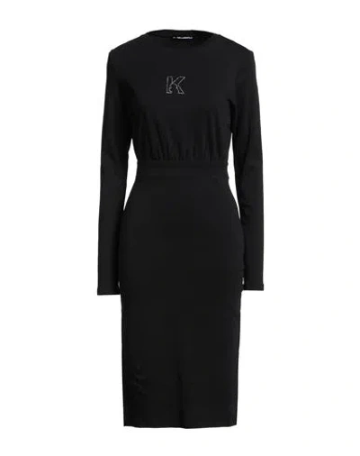 Karl Lagerfeld Woman Midi Dress Black Size S Cotton