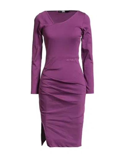 Karl Lagerfeld Woman Midi Dress Mauve Size S Cotton In Purple