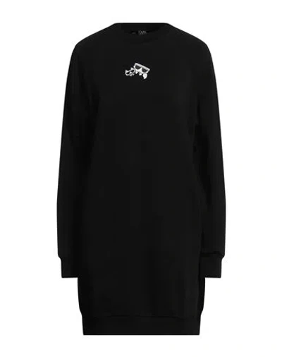 Karl Lagerfeld Woman Mini Dress Black Size L Organic Cotton
