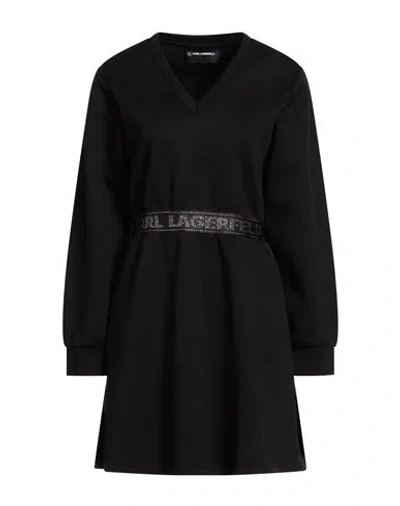 Karl Lagerfeld Woman Mini Dress Black Size M Ecovero Viscose, Polyurethane