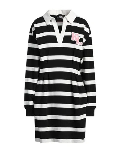 KARL LAGERFELD KARL LAGERFELD WOMAN MINI DRESS BLACK SIZE L ORGANIC COTTON, RECYCLED COTTON