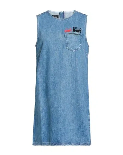 Karl Lagerfeld Woman Mini Dress Blue Size L Cotton