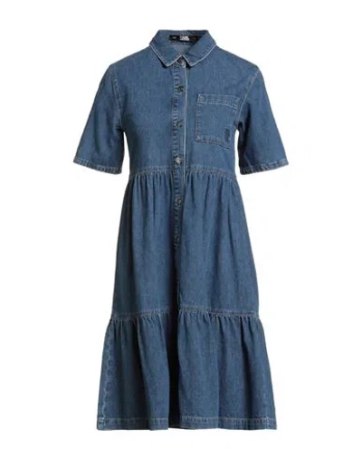 Karl Lagerfeld Woman Mini Dress Blue Size Xs Cotton