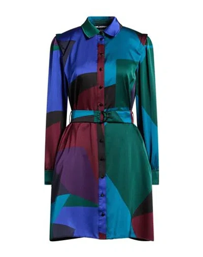 Karl Lagerfeld Woman Mini Dress Bright Blue Size 4 Polyester In Multi