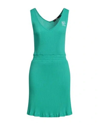 Karl Lagerfeld Woman Mini Dress Emerald Green Size L Cotton