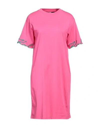 Karl Lagerfeld Woman Mini Dress Fuchsia Size S Organic Cotton In Pink