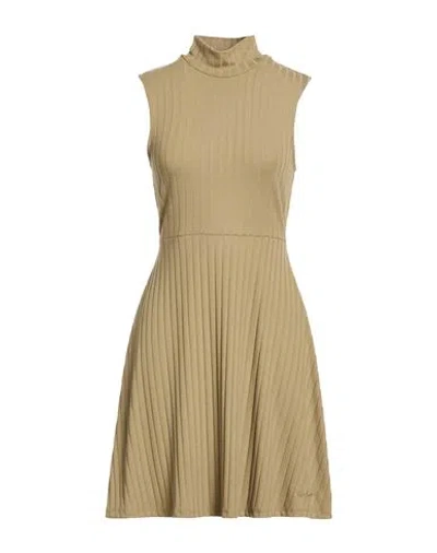 Karl Lagerfeld Woman Mini Dress Khaki Size M Polyester, Viscose, Elastane In Nude