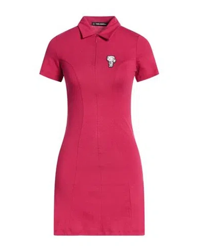 Karl Lagerfeld Woman Mini Dress Magenta Size Xs Cotton In Purple