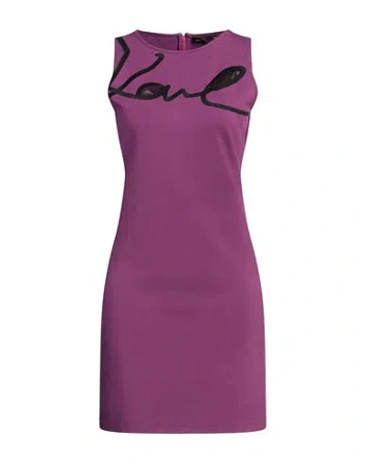 Karl Lagerfeld Woman Mini Dress Purple Size S Cotton, Modal, Elastane