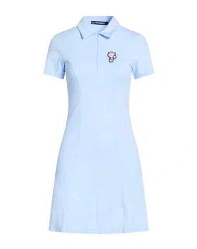 Karl Lagerfeld Woman Mini Dress Sky Blue Size L Cotton