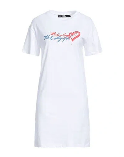 Karl Lagerfeld Woman Mini Dress White Size Xl Cotton
