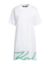 Shop Karl Lagerfeld Woman Mini Dress White Size M Organic Cotton