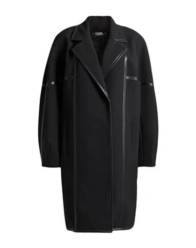 Karl Lagerfeld Woman Overcoat & Trench Coat Black Size 8 Polyester