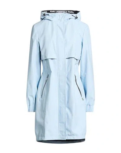 Karl Lagerfeld Woman Overcoat & Trench Coat Sky Blue Size S Polyester, Polyurethane