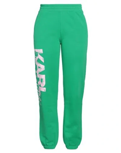 Karl Lagerfeld Woman Pants Green Size S Organic Cotton, Polyester
