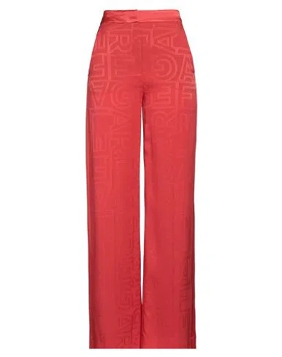 Karl Lagerfeld Woman Pants Tomato Red Size 4 Acetate, Viscose