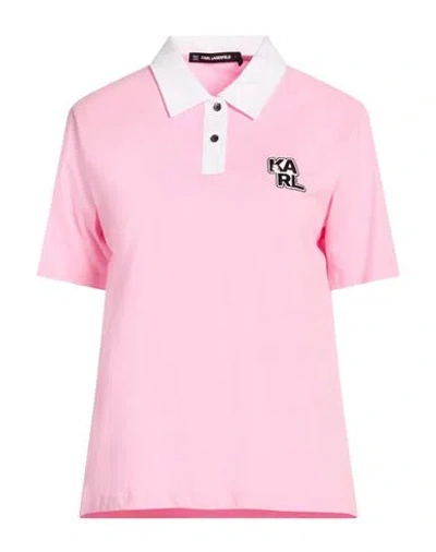 Karl Lagerfeld Woman Polo Shirt Pink Size M Organic Cotton
