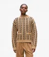 Karl Lagerfeld Cable Knit Sweater In Sand