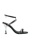 Karl Lagerfeld Rhinestone-embellished Leather Sandals In Black