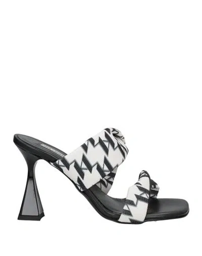 Karl Lagerfeld Woman Sandals Black Size 6 Soft Leather, Textile Fibers