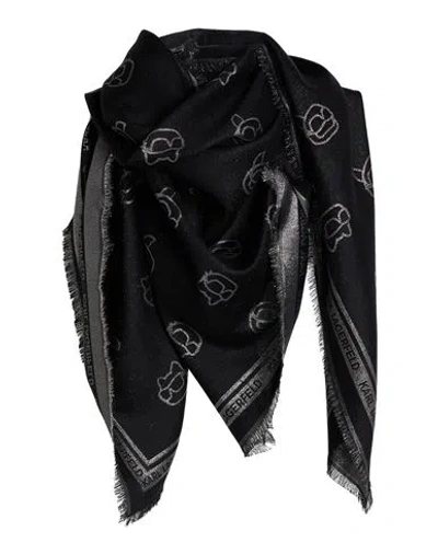 Karl Lagerfeld Woman Scarf Black Size - Cotton, Silk, Nylon, Metallic Fiber
