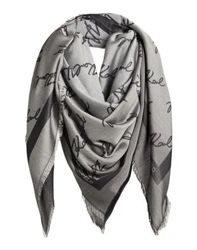 Karl Lagerfeld Woman Scarf Charcoal Size - Modal In Gray