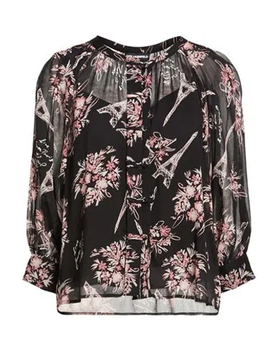 Karl Lagerfeld Woman Shirt Black Size M Polyester, Recycled Polyester
