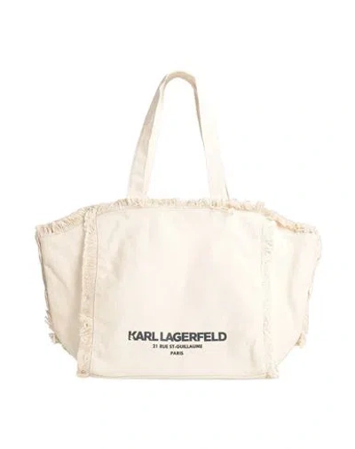 Karl Lagerfeld Woman Shoulder Bag Cream Size - Organic Cotton, Cotton In White
