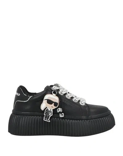 Karl Lagerfeld Woman Sneakers Black Size 7 Soft Leather