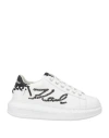 Karl Lagerfeld Embroidered-logo Leather Sneakers In White